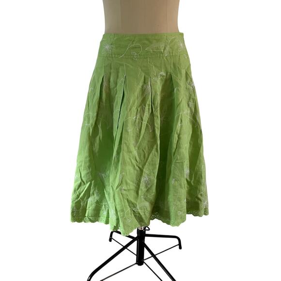 Y2K 2000s Green Linen Floral Embroidered Maxi Skirt Sz 14 Fairycore - Picture 1 of 8